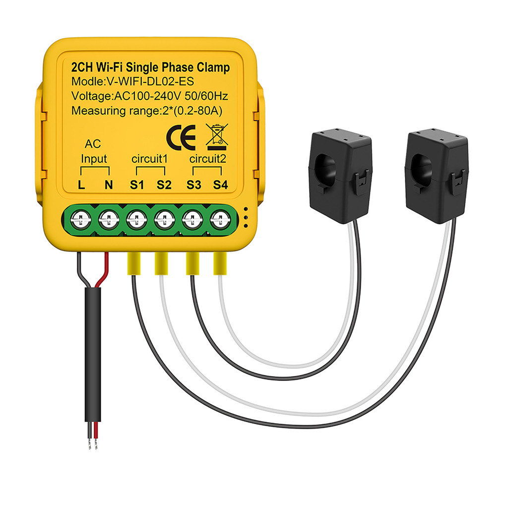 [เครื่องมือบ้าน]Tuya WiFi Smart Home Energy Monitor 2.4GHZ Meter การใช้เฟสเดียว 80A Solar Current Transformer Clamp Power สถิติไฟฟ้า 100-240V AC 50/6