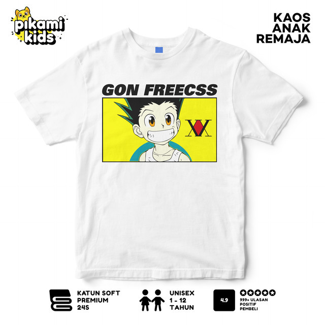 PIKAMI Hunter X Hunter Gon เสื้อยืดเด็ก Distro - เสื้อผ้าเด็ก White Hunter X Hunter