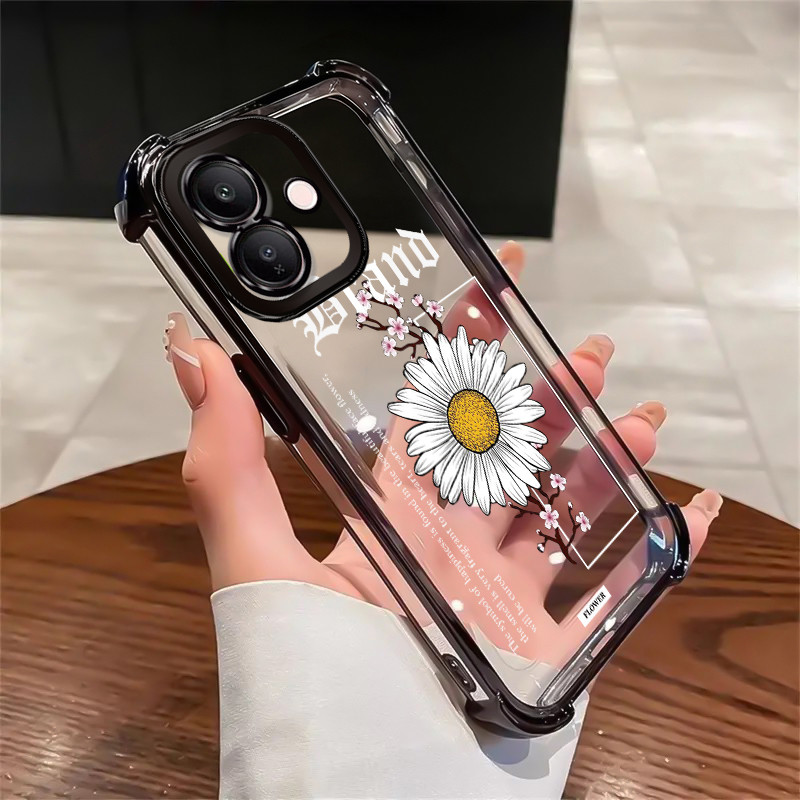 เคสสำหรับ VIVO V60 Lite 5G V60 Lite 4G เคสโทรศัพท์โปร่งใสดอกเดซี่ตัวเล็กซิลิโคนป้องกันการตกซอฟต์เชลล์กันกระแทก