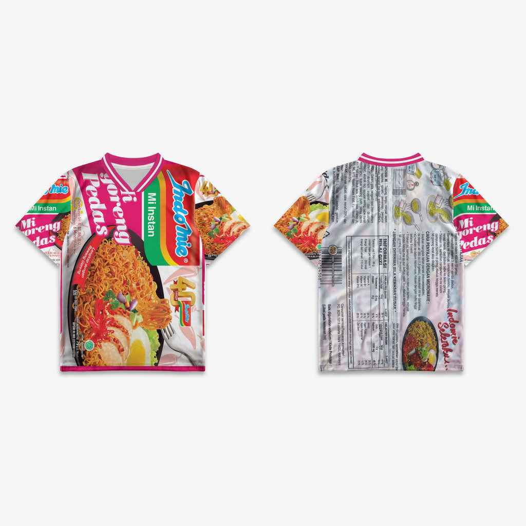 เสื้อ 3D เสื้อบะหมี่ผัดเผ็ด Dryfit สําหรับเด็กเป็นผู้ใหญ่จัมโบ้ Unisex - Sarana3D