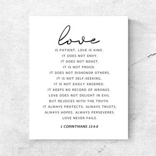 1 Corinthians 13 Love is Patent Love is Kind Love Quotes Wall Art Decor Christian คู่ Bible Vers