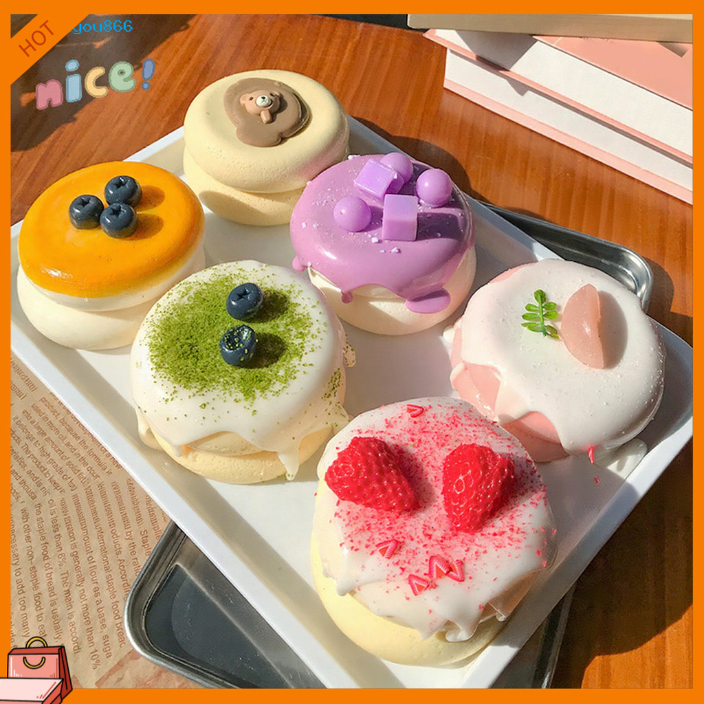 [SNY]☆ความเครียดบรรเทา Souffle บีบของเล่นบลูเบอร์รี่สตรอเบอร์รี่มัทฉะช็อกโกแลตพีชเค้ก Sensory ของเล่นจําลองขนม Pinch Fidget ของเล่น