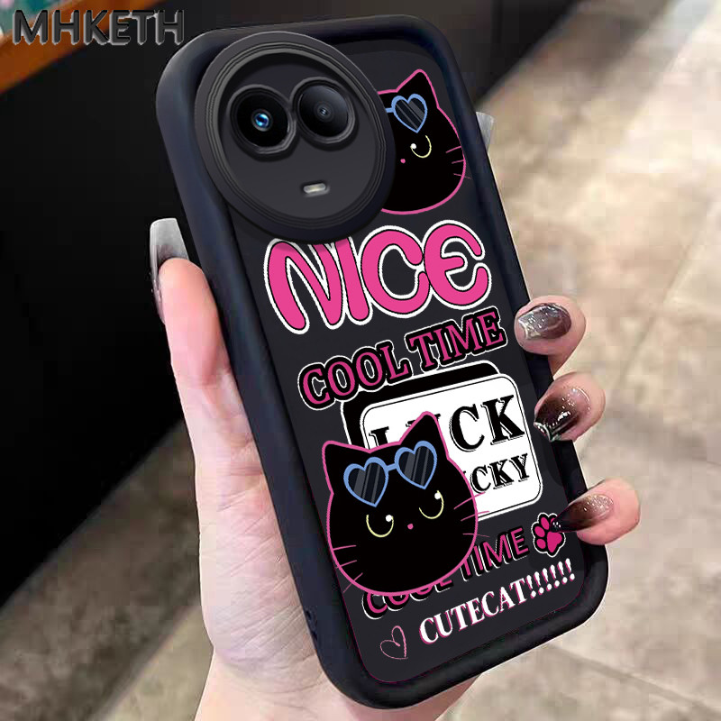 MHKETH เคสสำหรับ Realme 11 4G 11 5G 11X 5G C67 5G V50s 5G Narzo 60X 5G เคสโทรศัพท์ซิลิโคนลายแมวน่ารักกันกระแทก