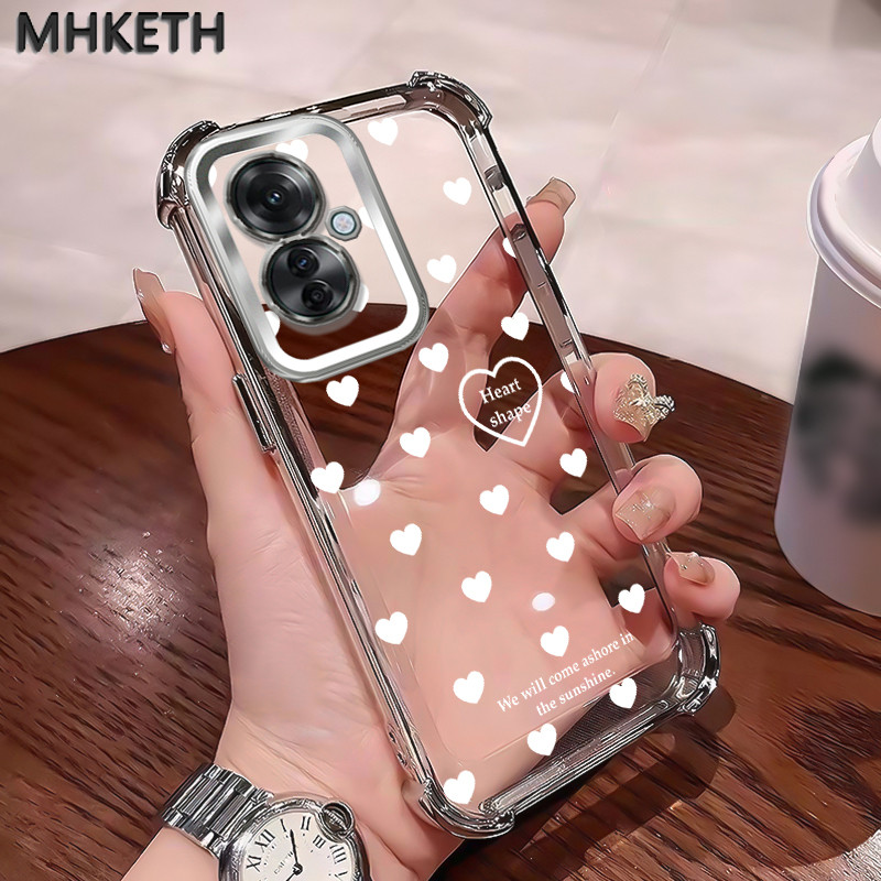 MHKETH เคสสำหรับ OPPO Reno 11F 5G F25 Pro 5G เคสโทรศัพท์แบบใสชุบขอบมีแอร์แบ็กกันตกทั้งสี่มุม
