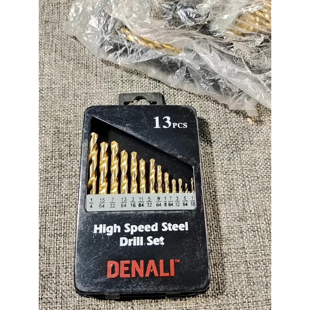 DENALI ชุดดอกสว่าน HSS 13 ชิ้น เคลือบไทเทเนียม เจาะเหล็ก ไม้ พลาสติก ทนทานคมกริบ ดอกสว่านเจาะเหล็ก ชุดดอกสว่าน