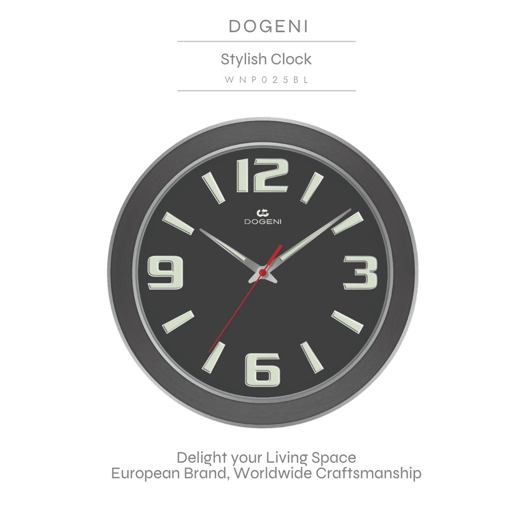 DOGENI นาฬิกาแขวนผนัง WNP025BL  ดีไซน์เก๋ พรายน้ำ