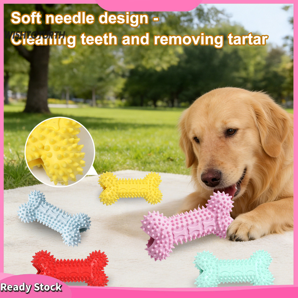 {wishtoturth88}Spiky Bone Dog Chew Toy Puppy Teething Toy Textured Bone Tooth Cleaning Toy for Aggre