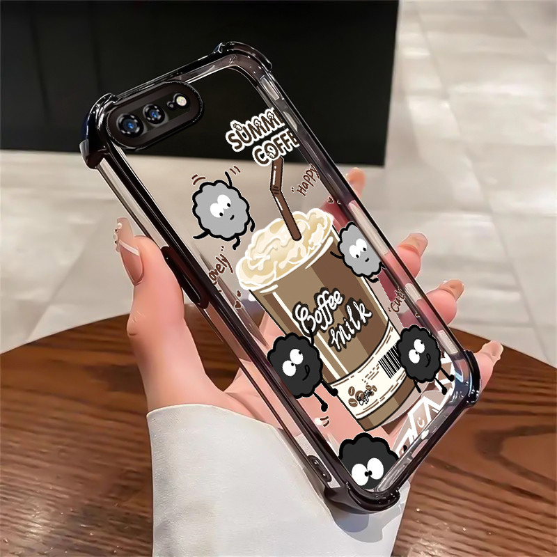 เคสสำหรับ iPhone 7 Plus 8 Plus X Xs Max Xr เคสโทรศัพท์แบบใหม่โปร่งใสซิลิโคนกาแฟฤดูร้อนซอฟต์เชลล์กันกระแทก