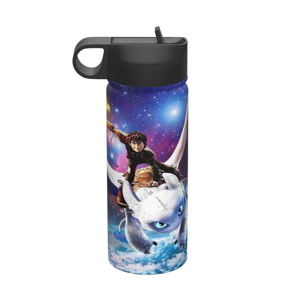How To Train Your Dragon ขวดน้ําหุ้มฉนวนความจุขนาดใหญ่พร้อม Straw18OZ, ขวดน้ํากีฬา 500ML, ท่องเที่ยว