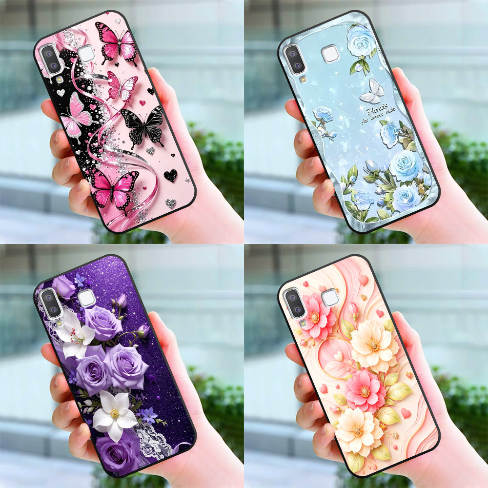 เคส Samsung A8 Star / A9 Star พิมพ์ลายดอกหัวใจสวยงาม