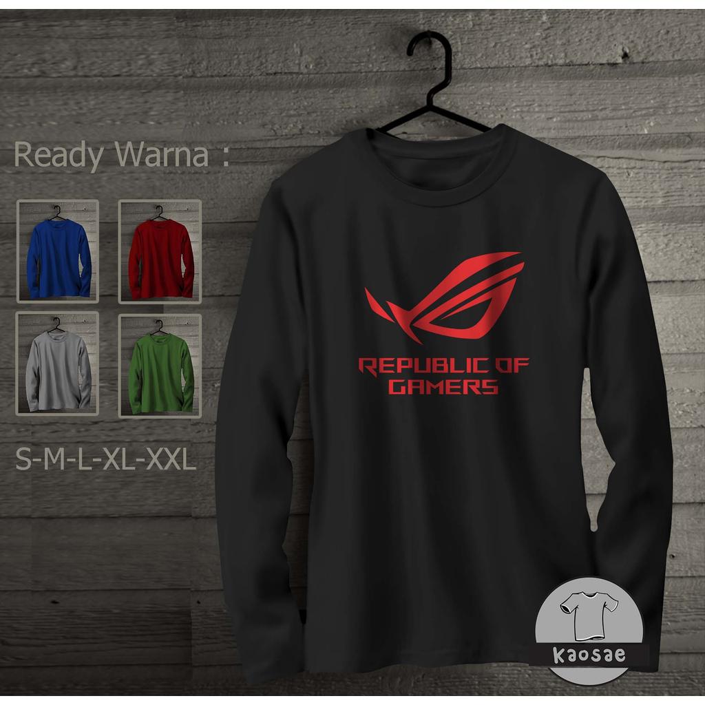 เสื้อยืดแขนยาว Republic of Gamers เสื้อยืด Distro