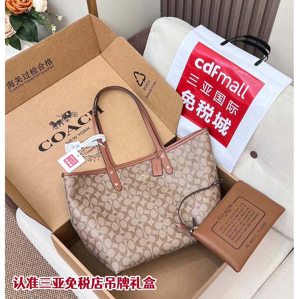 Thailand COACH Tote Bag Shopping Noble Shoulder Bag Luxury Retro Underarm Bag Dating All-Match Squar