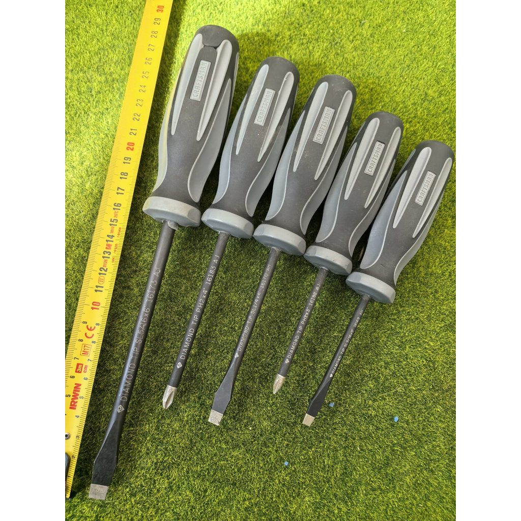 CRAFTSMAN เซ็ตไขควง 5 ชิ้น หัวเคลือบกากเพชรกันรูด จับกระชับ ขันน็อตแน่นหนา ไขควงช่างปากแบนปากแฉก ปลายแม่เหล็ก 🇺🇸
