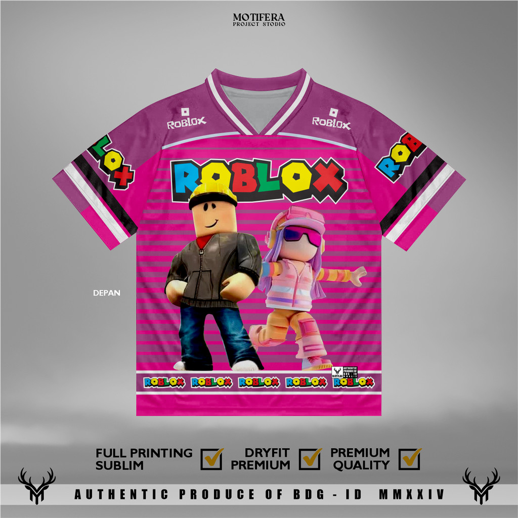 Roblox Pink Game Series 2 เสื้อยืดเจอร์ซีย์สําหรับผู้ชายและผู้หญิง การพิมพ์เต็มรูปแบบ | เสื้อผ้าคู่ร