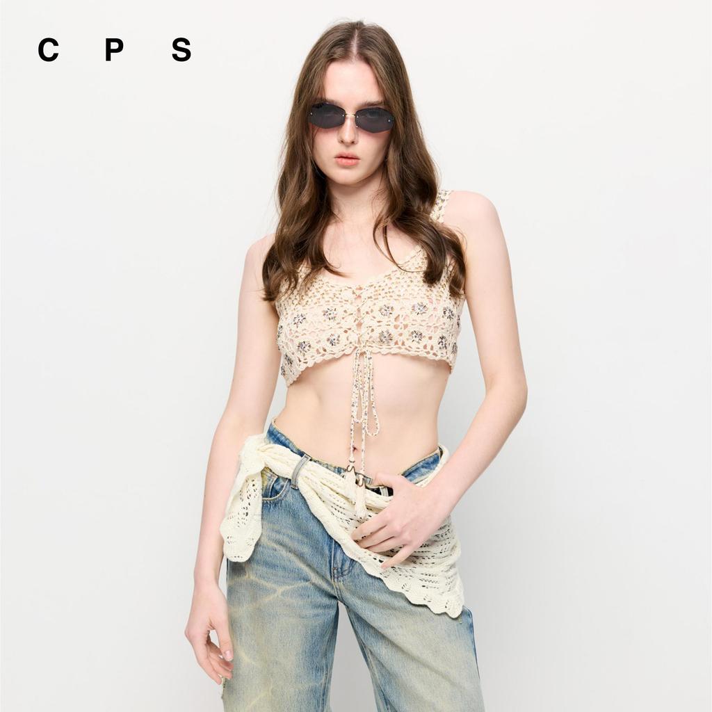 CPS เสื้อสายเดี่ยวถักโครเชต์ทรงครอป ผู้หญิง CROCHET CROP CAMISOLE TOP รุ่น C26SGWC017 (SS26#C1)