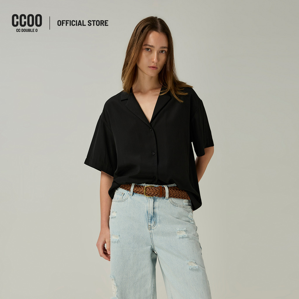 CC DOUBLE O MODERN COLLAR SHORT SLEEVE SHIRT ผู้หญิง เสื้อเชิ้ตแขนสั้นคอปกเทเลอร์โมเดิร์น รุ่น O26SG