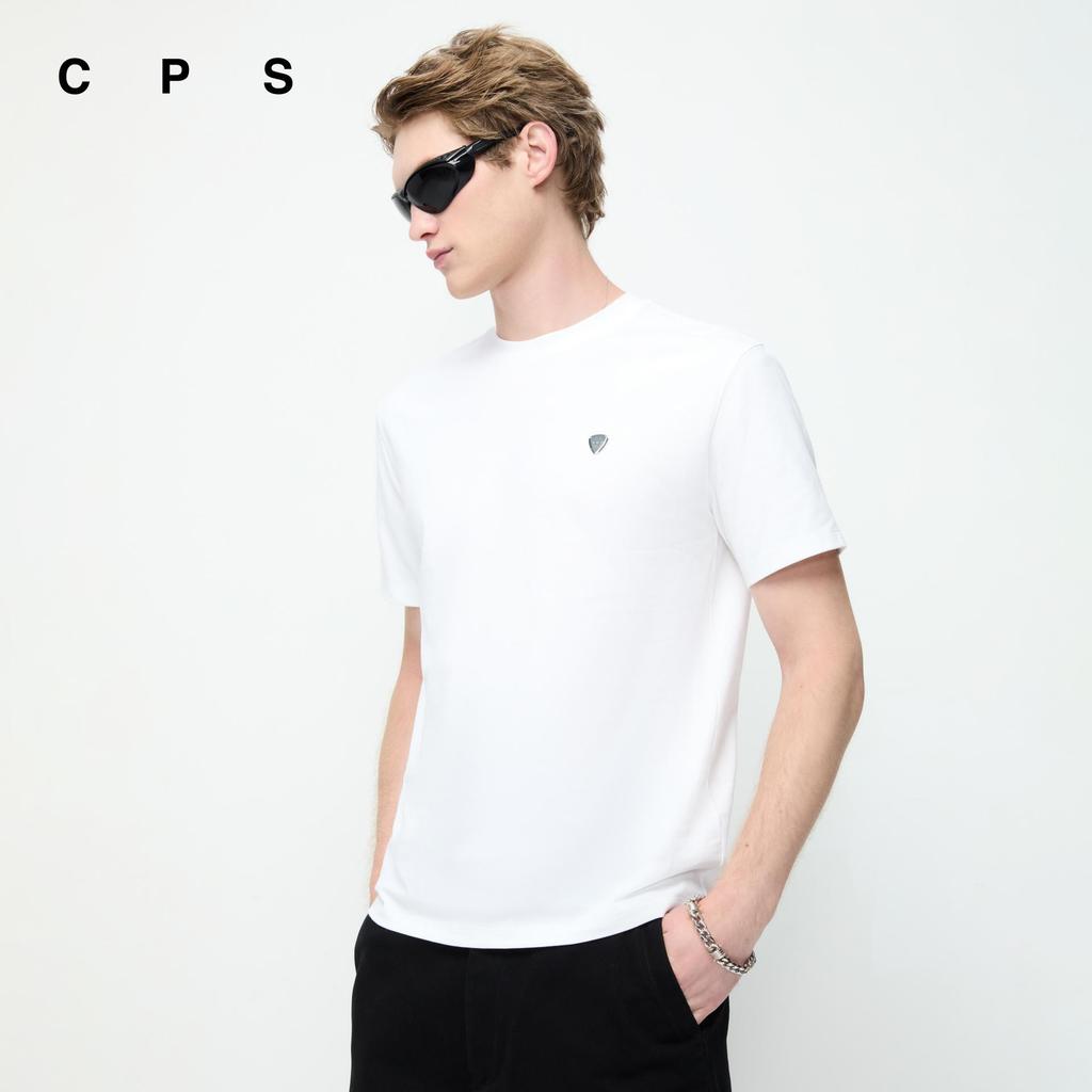 CPS เสื้อยืดแขนสั้นแต่งโลโก้ปิ๊กกีตาร์ ผู้ชาย REGULAR FIT SIGNATURE TEE รุ่น C26SGMA033 (SS26#P1)