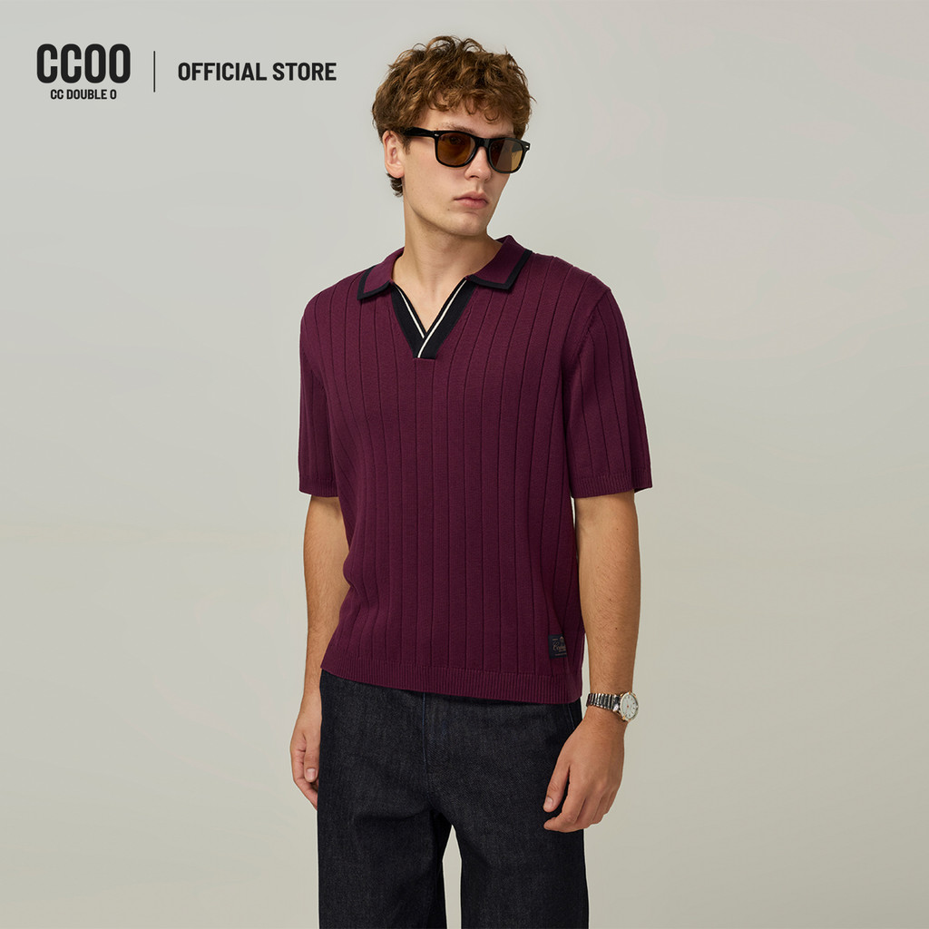 CC DOUBLE O RIB TEXTURED JOHNNY COLLAR POLO ผู้ชาย เสื้อโปโลผ้าริบคอจอห์นนี่ รุ่น O26SGMD003 (SS26 #
