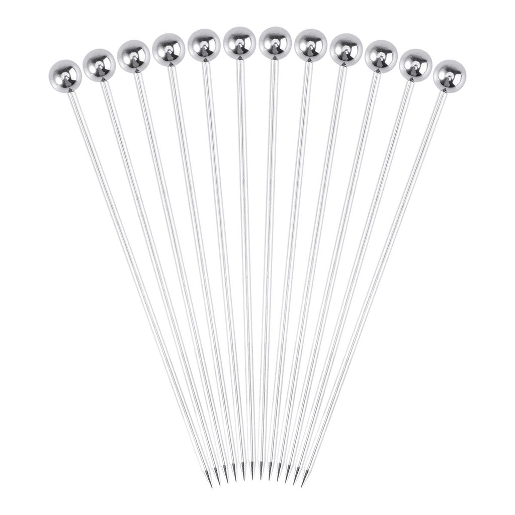 12PCS สแตนเลสสตีลค็อกเทล Picks ผลไม้ Sticks ไม้จิ้มฟันสําหรับ Party Bar ราคาส่ง