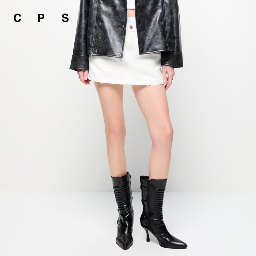 CPS กางเกงกระโปรงยีนส์สั้นขอบรุ่ย ผู้หญิง MID WAIST JEANS SKORTS รุ่น C26SGWA003 (SS26#A1)