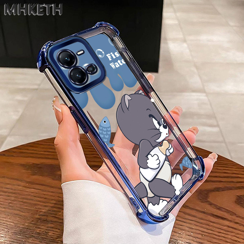 MHKETH เคสสำหรับ VIVO V25 5G V25 Pro 5G V25E X80 Lite 5G เคสโทรศัพท์ลายการ์ตูนสุดฮิตโปร่งใสชุบอิเล็กโทรไลต์กันกระแทก
