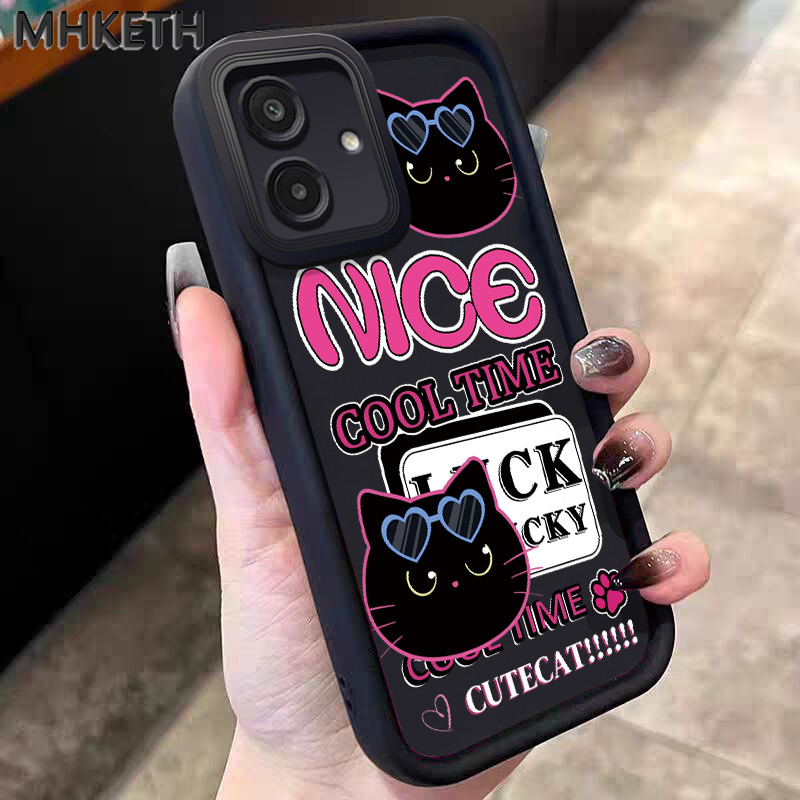 MHKETH เคสสำหรับ Samsung A07 M07 F07 F70E 5G M17E 5G เคสโทรศัพท์ซิลิโคนลายแมวน่ารักกันกระแทก