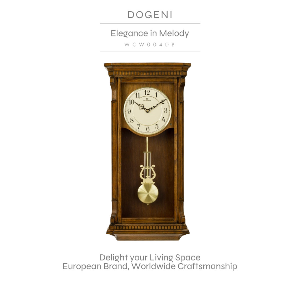 DOGENI Elegance in Melody (WCW004DB) นาฬิกาแขวนตู้ไม้ พร้อมเสียงดนตรี ดีไซน์วินเทจ