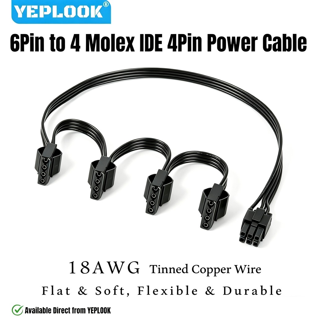 6Pin ถึง 4x Molex 4Pin PATA สายไฟสําหรับ Corsair RM GOLD, สําหรับ Corsair RM1000, RM850, RM750, RM65