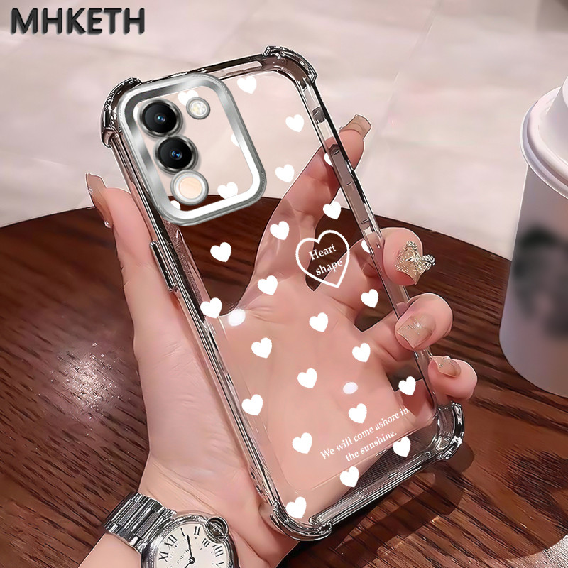 MHKETH เคสสำหรับ VIVO V29E 5G เคสโทรศัพท์แบบใสชุบขอบมีแอร์แบ็กกันตกทั้งสี่มุม