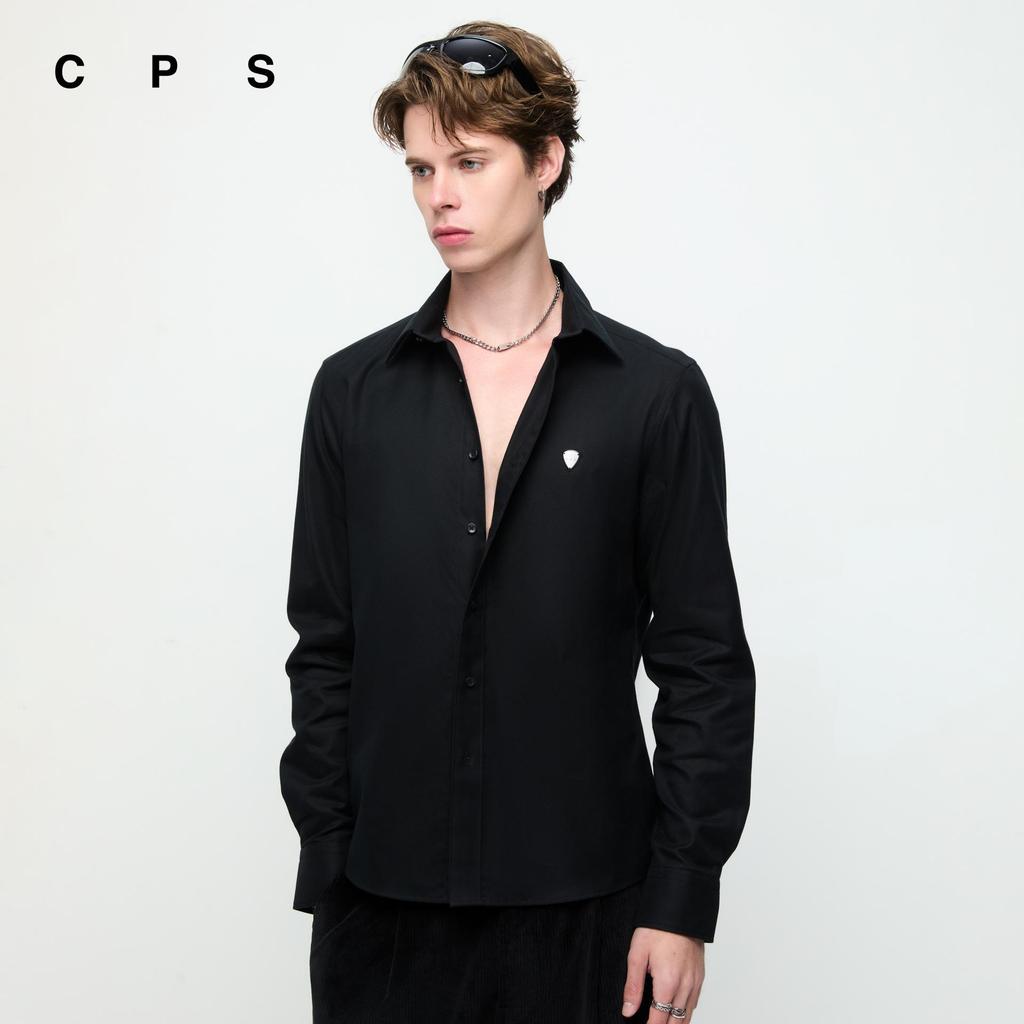 CPS เสื้อเชิ้ตแต่งโลโก้ปิ๊กกีตาร์ ผู้ชาย REGULAR FIT SIGNATURE SHIRT รุ่น C26SGMA036 (SS26#P1)