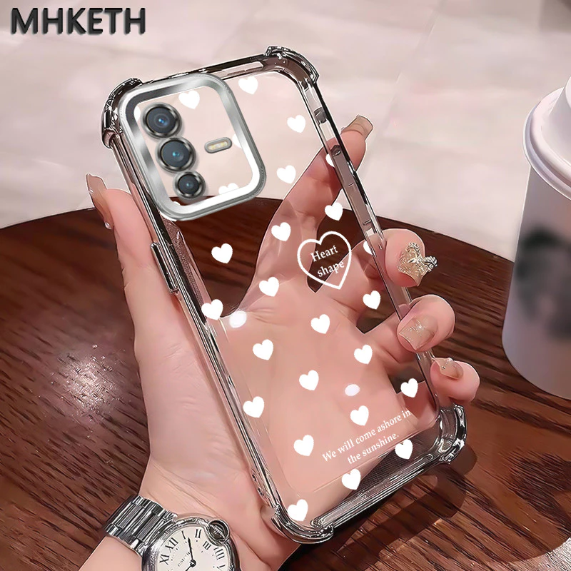 MHKETH เคสสำหรับ VIVO V23 5G V23i 5G S12 5G เคสโทรศัพท์แบบใสชุบขอบมีแอร์แบ็กกันตกทั้งสี่มุม