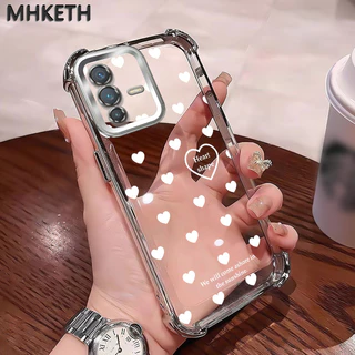 MHKETH เคสสำหรับ VIVO V23 5G V23i 5G S12 5G เคสโทรศัพท์แบบใสชุบขอบมีแอร์แบ็กกันตกทั้งสี่มุม