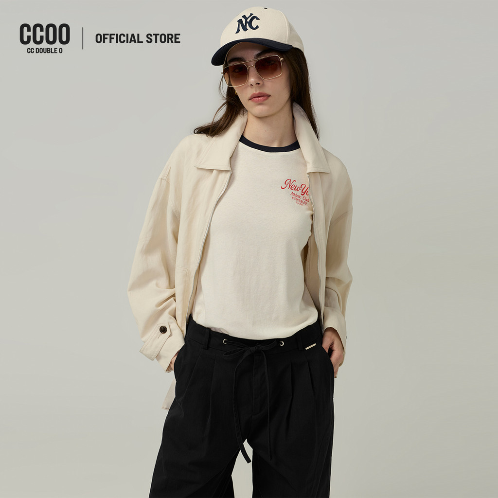 CC DOUBLE O NEW YORK RINGER TEE ผู้หญิง เสื้อยืดลาย New York รุ่น O26SGWE004 (SS26 #E1)