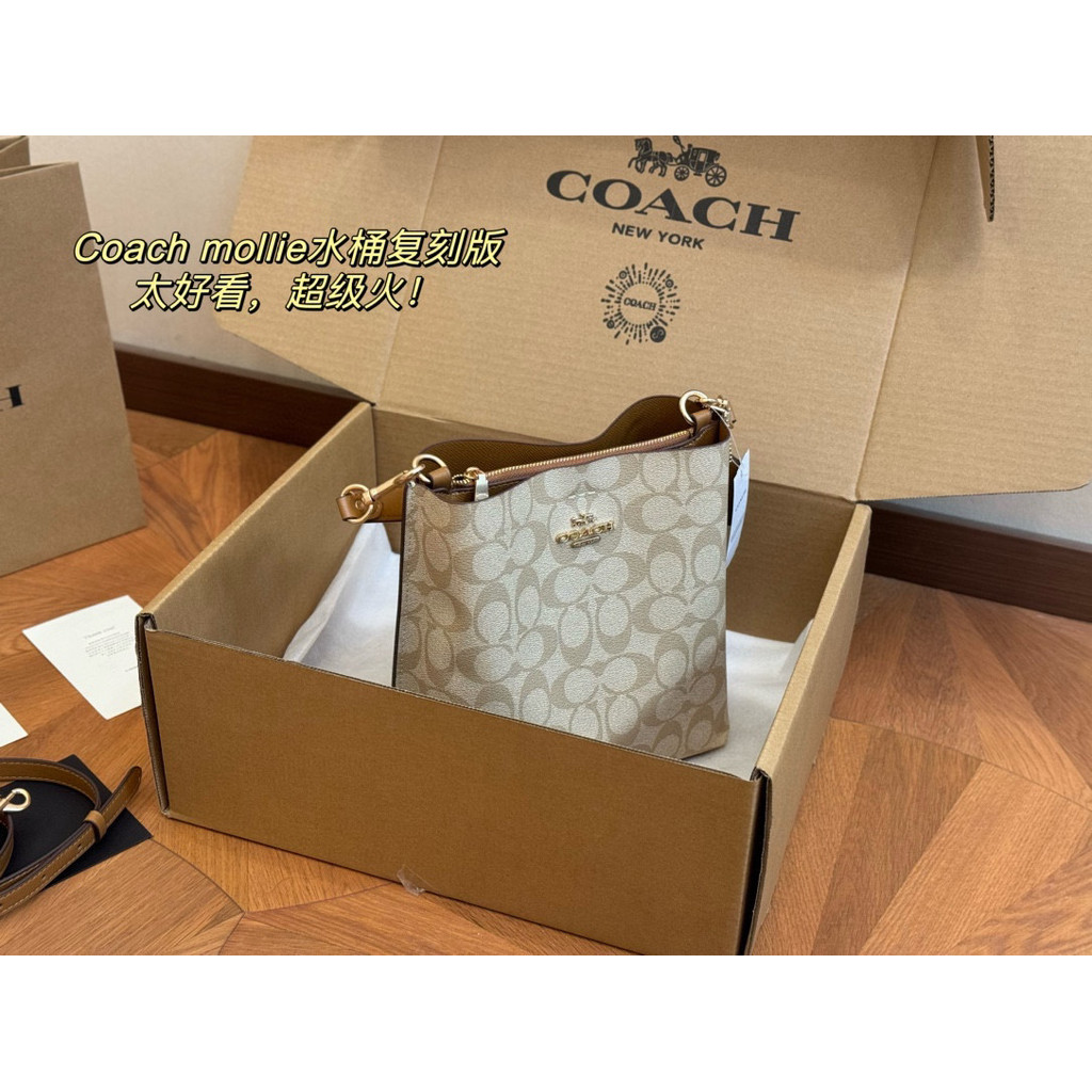 Thailand COACH Tote Bag Shopping All-Match Square Bag Luxury กระเป๋าสะพายประณีต Retro Dating Underar