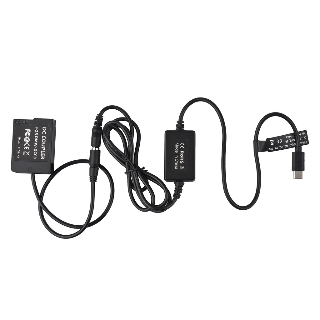 PD USB Type-C สาย DMW-DCC8 Dummy แบตเตอรี่ DC Coupler DMW-BLC12 สําหรับ LUMIX DMC-FZ2500 FZ1000 FZ30