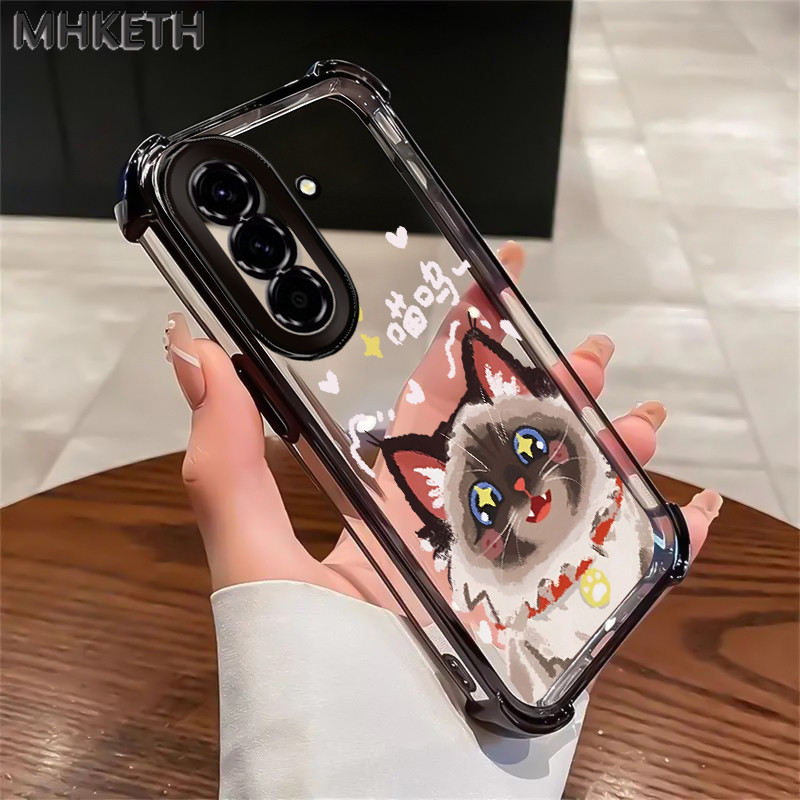MHKETH เคสสำหรับ Samsung A36 5G A56 5G A37 5G เคสโทรศัพท์รุ่นใหม่สีใสชุบขอบกันกระแทก