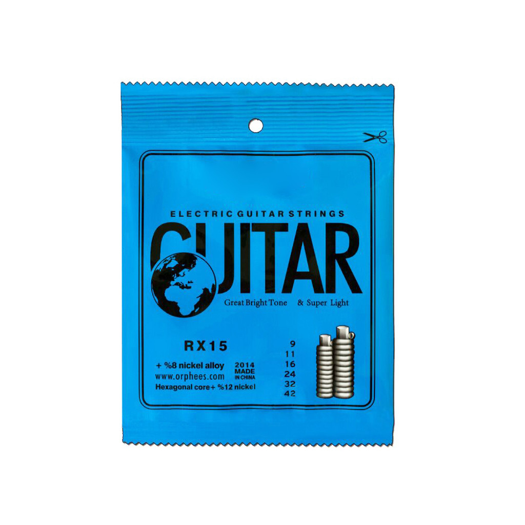 Orphee RX15 ชุดสายกีตาร์ไฟฟ้า 6 ชิ้น (.009-.042) นิกเกิลอัลลอยด์ Super Light Tension