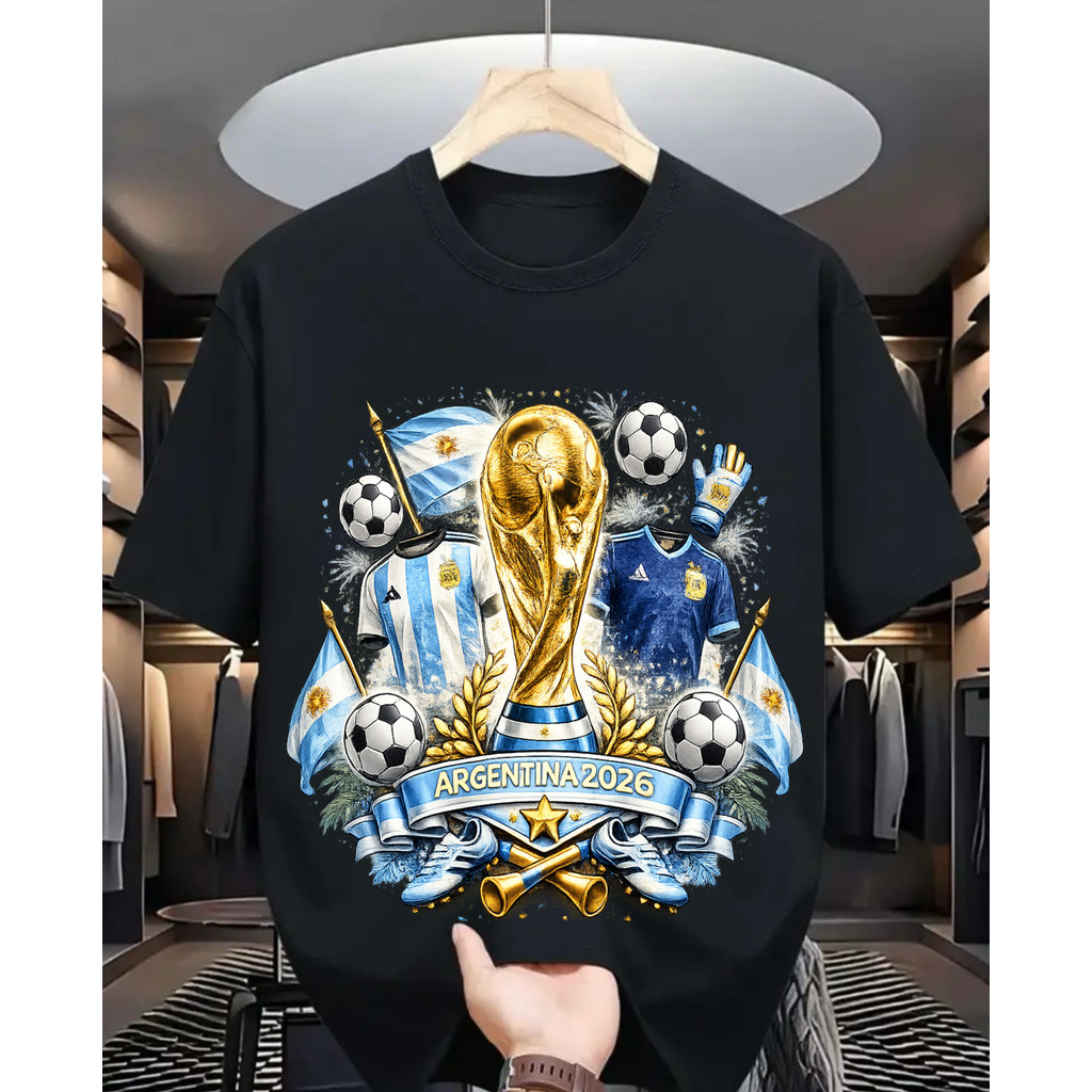 2026 World Cup Fan Tee American Flag Football T-Shirt Argentina Football Team