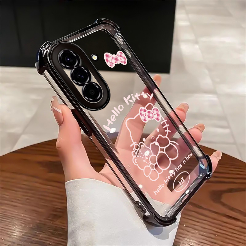 เคสสำหรับ Samsung A36 5G A56 5G A37 5G เคสโทรศัพท์แบบใหม่เรียบง่ายโปร่งใสซิลิโคนแมวน่ารักป้องกันการต