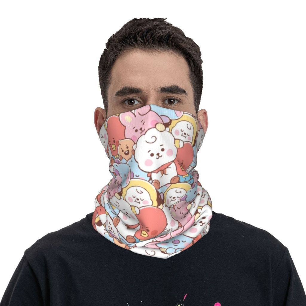 BT21 คอ Gaiter Balaclava Face Scarf Mask Quick-Dry Half Masks สําหรับผู้หญิงผู้ชาย UV Sun Protection