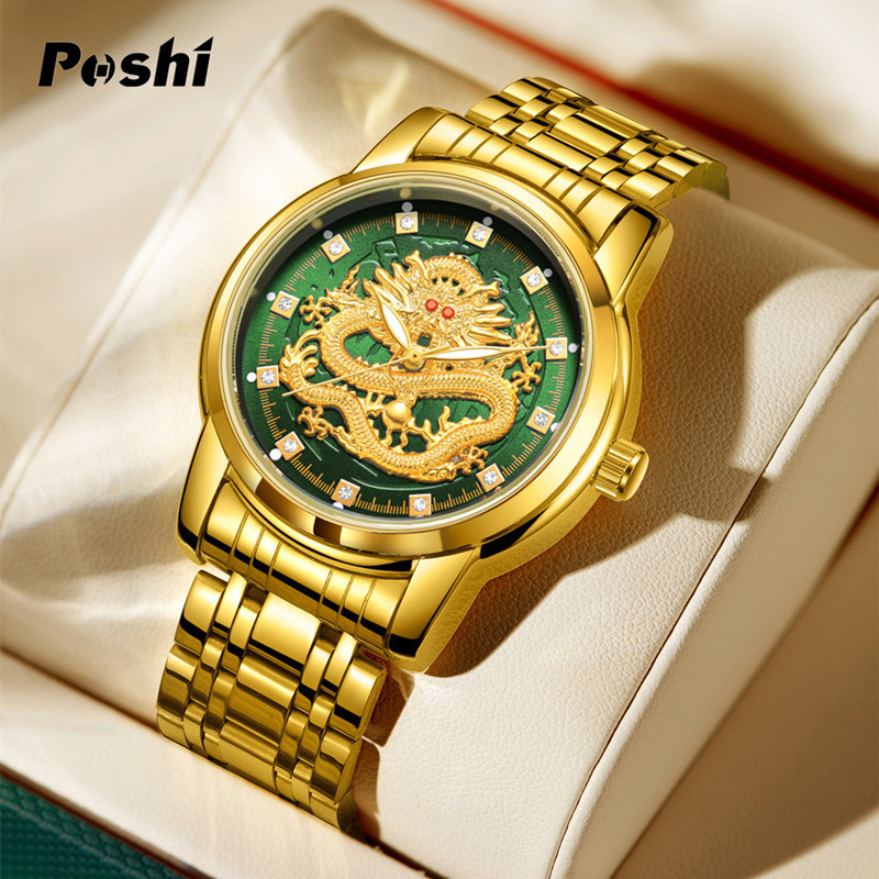 POSHI Mens Waterproof Luminous Business Watches Date Mens Wrist Watch Stainless Steel