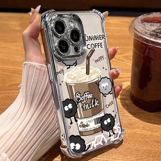 เคสสำหรับ iPhone 7 Plus 8 Plus X Xs Max Xr เคสโทรศัพท์แบบใหม่โปร่งใสซิลิโคนกาแฟฤดูร้อนซอฟต์เชลล์กันกระแทก