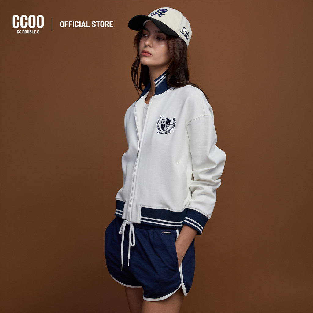 CC DOUBLE O NAVY COLLAR BOMBER JACKET ผู้หญิง แจ็กเก็ตบอมเบอร์คอปก รุ่น O26SGWC151 (SS26 #C3)