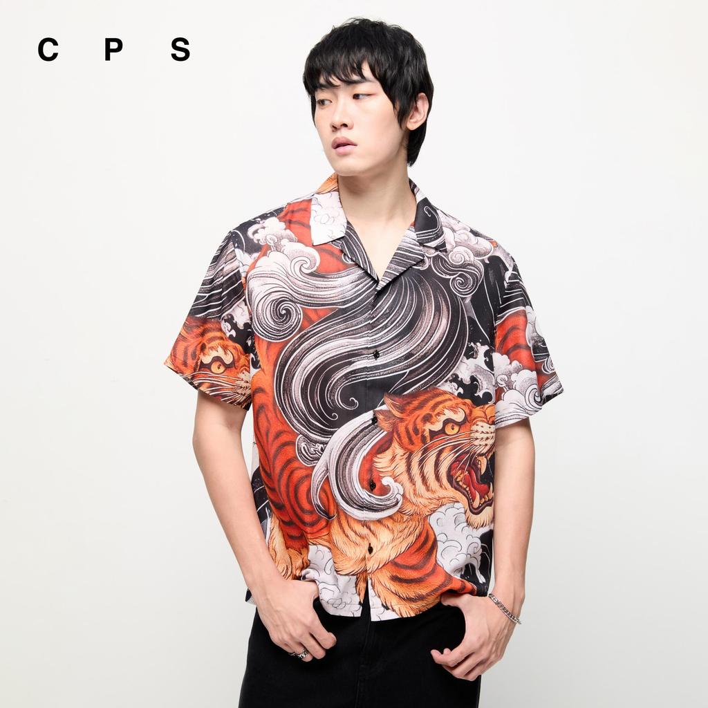 CPS เสื้อเชิ้ตฮาวายพิมพ์กราฟิกรูปเสือ ผู้ชาย TIGER GRAPHIC SHIRT รุ่น C26SGMA059 (SS26#A4)