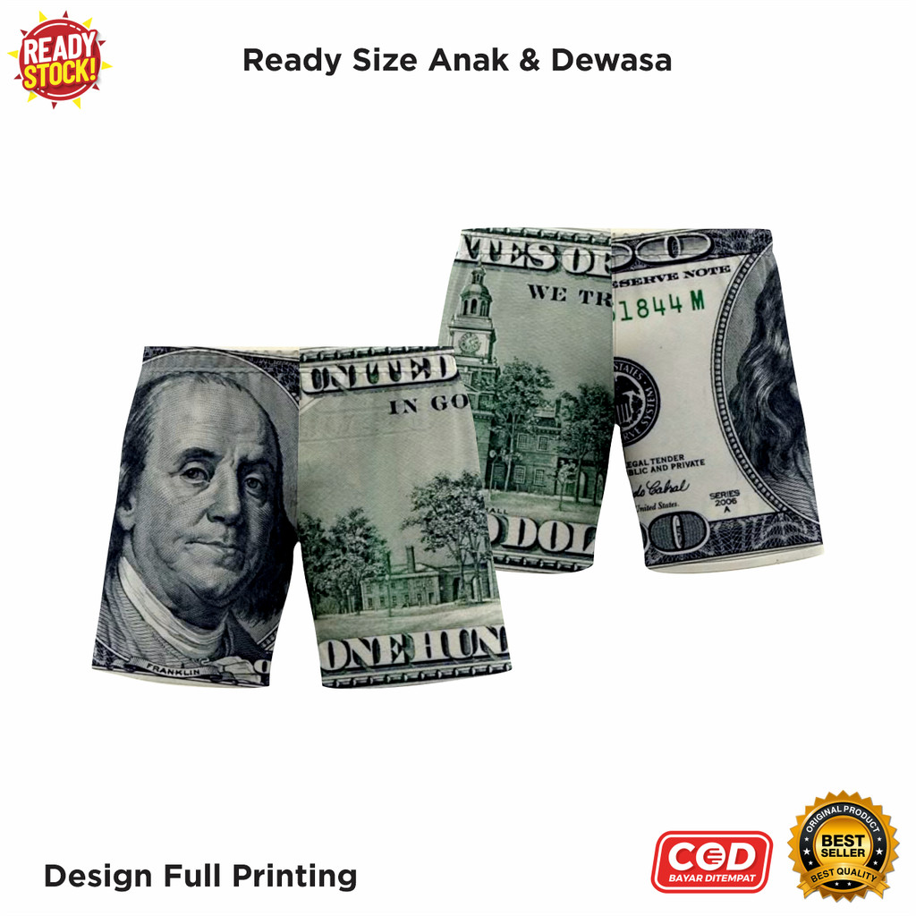 Cuan Dollar Money Pants หนึ่งร้อย Cep 100 รุ่น 1 วัสดุขนแกะหนาการพิมพ์เต็มรูปแบบ Cool | กางเกงชั้นใน