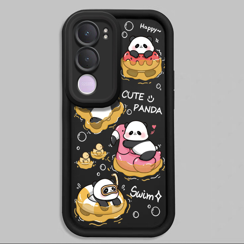 เคสสำหรับ VIVO Y21d เคสโทรศัพท์แบบใหม่แพนด้าน่ารักสามสีซิลิโคนครบวงจรซอฟต์เชลล์กันกระแทก