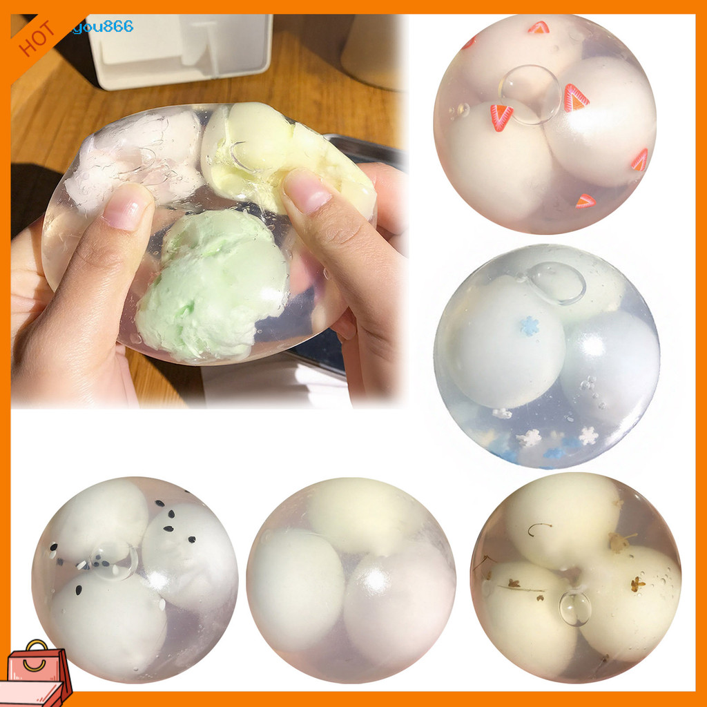 [SNY]☆Crispy Sweet Dumplings Squeeze Ball DIY Shapeable Stress Ball ช้า Rising ความวิตกกังวลบรรเทายืดโปร่งใส Ball Sensory Fidget ของเล่น