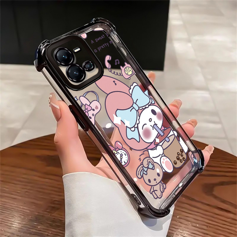 เคสสำหรับ VIVO V25 5G V25 Pro 5G V25E X80 Lite 5G เคสโทรศัพท์โปร่งใสแบบใหม่กระต่ายปกป้องป้องกันการตก