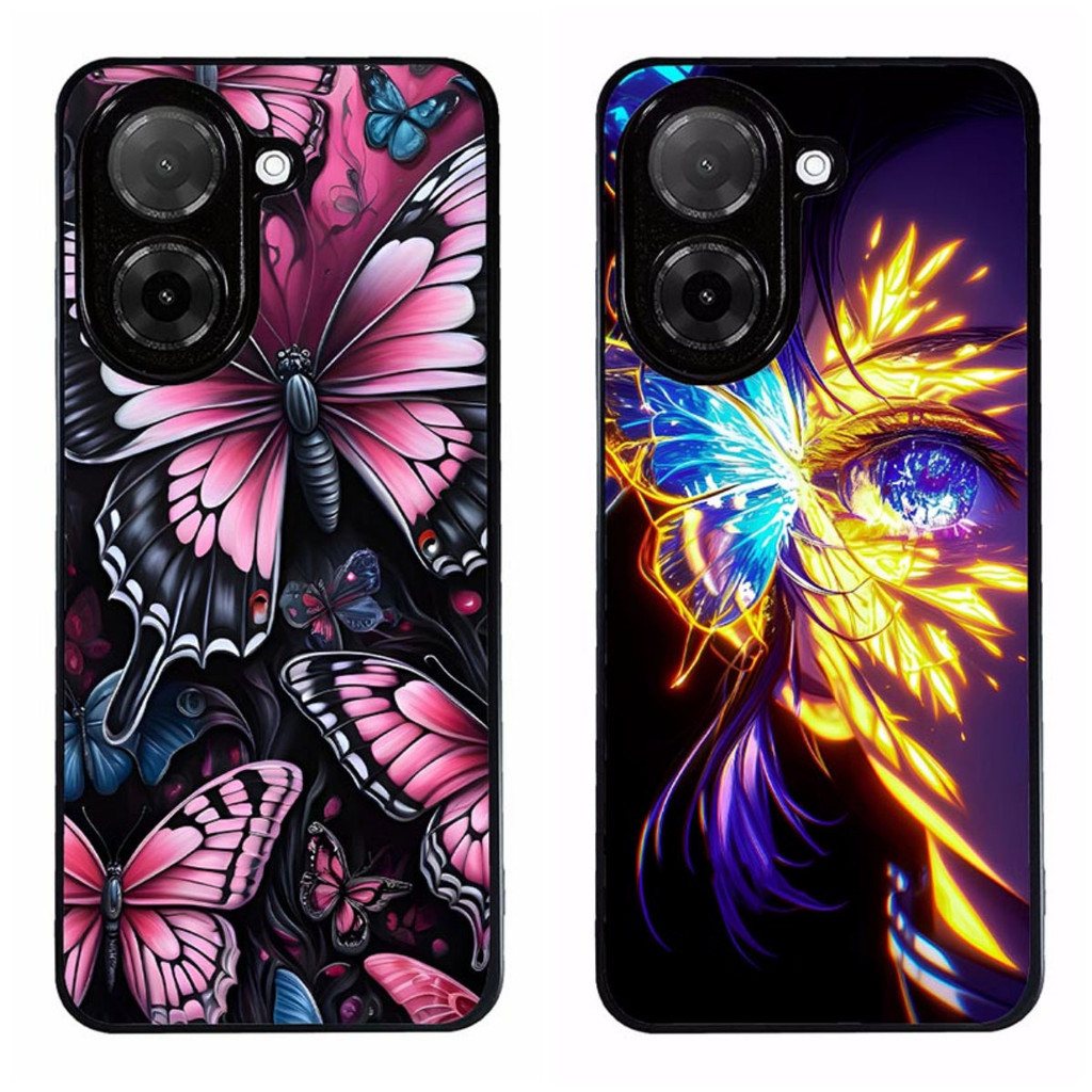 เคสโทรศัพท์สําหรับ POCO C71 Buterfly (4) การป้องกันสีดําความงาม