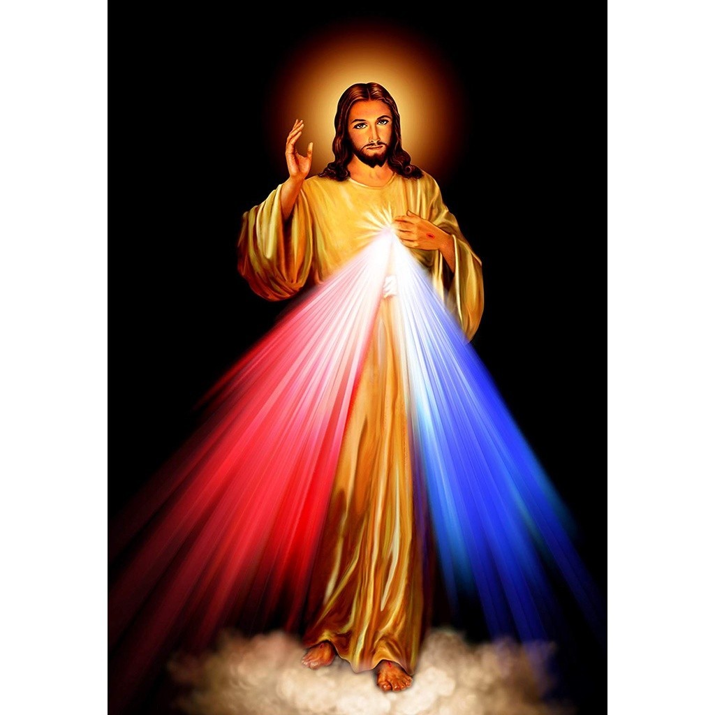 Divine Mercy Jesus Christ POSTER พิมพ์ภาพโรมันคาทอลิก หัวใจศักดิ์สิทธิ์ของ Jesus Painti